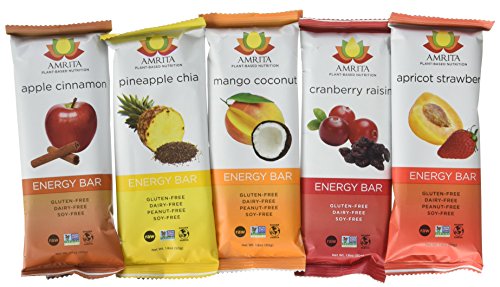 Book Cover Amrita Health Foods Paleo Superfood Energy Bars Variety 10 Pack Soy-Free,Dairy-Free,Non-GMO Certified Vegan,Raw and Kosher,Clean Fuel for Athletes 5 Unique Flavors 5 Flavor Variety Pack