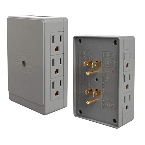 Book Cover 2 Side Entry 6-Way Electrical Socket Outlet Splitter In-Wall Tap Adapter In Grey