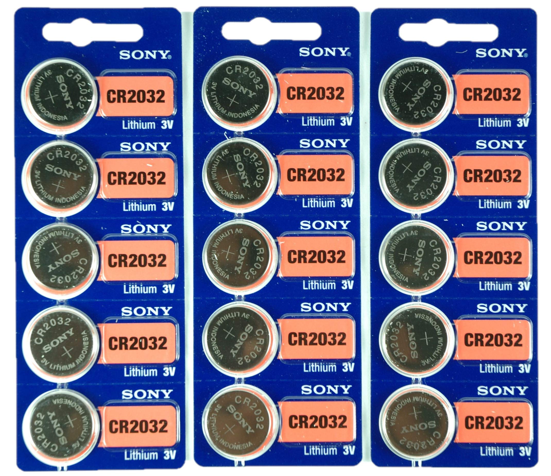 Book Cover Sony CR2032 3V Lithium 2032 Coin Battery, 15 Pack