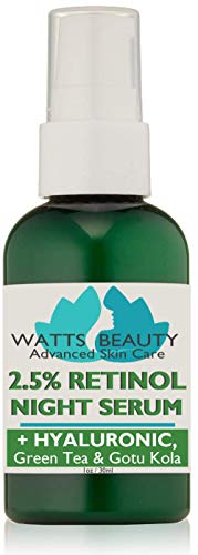 Book Cover Watts Beauty 2.5% Retinol Serum Enhanced with 50% Hyaluronic Acid - Anti Aging Retinol for Fine Lines, Wrinkles, Blemishes, Large Pores & More - No Parabens, No Animal Testing or Ingredients (1oz)