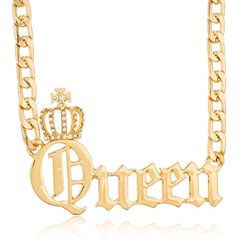Book Cover JOTW Goldtone 'Crown The Queen' Pendant with an 15 Inch Chain Necklace