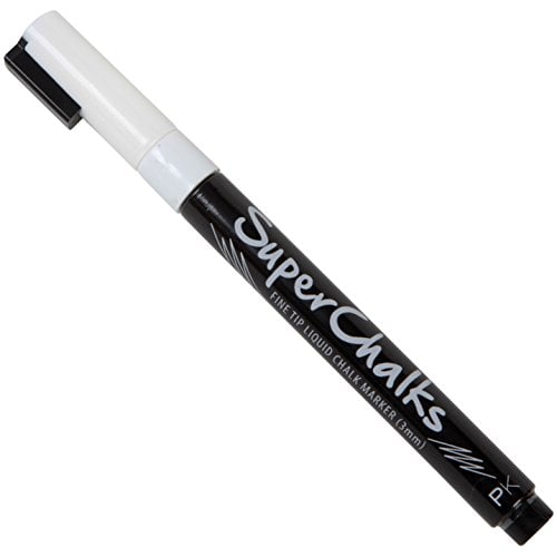 Book Cover SuperChalks White Liquid Chalk Marker Pen - 3mm Fine Tip - ONLY Suitable for Non Porous Surfaces