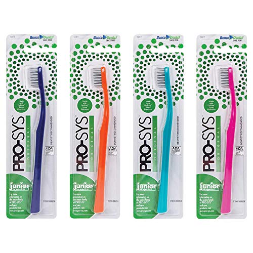 Book Cover PRO-SYS® Kids Toothbrush (Colorful 4-Pack) - Made with Soft Dupont® bristles (Ages 8-12)