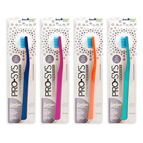 Book Cover PRO-SYSÂ® Kids Antibacterial Soft Toothbrush, Made with Dupont StaClean BPA Free Bristles, for Children Ages 8-12 Years, Pack of 4