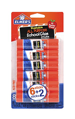Book Cover Elmer's All Purpose School Glue Sticks, Washable, 6g, 8 Count (E5004)