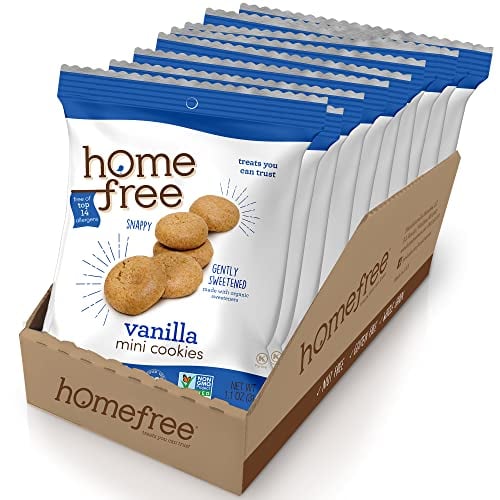 Book Cover Homefree Mini Vanilla Cookies, Gluten Free, Nut Free, Vegan, Individually Wrapped Packs, School Safe and Allergy Friendly Snack, 1.1 oz. (Pack of 10)