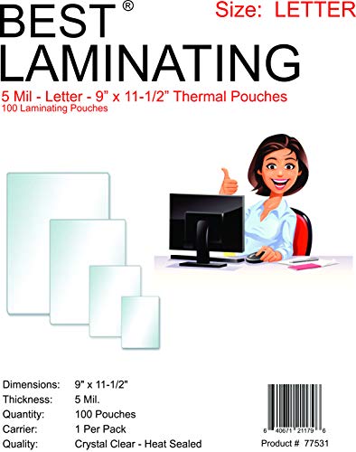 Book Cover Laminating Pouches Best Laminating 5 Mil Clear Letter Size Thermal 9 X 11.5 Inches Qty 100