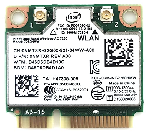 Book Cover Intel Dual Band Wireless-AC 7260 2x2 Network plus Bluetooth adapter (7260.HMWWB.R)