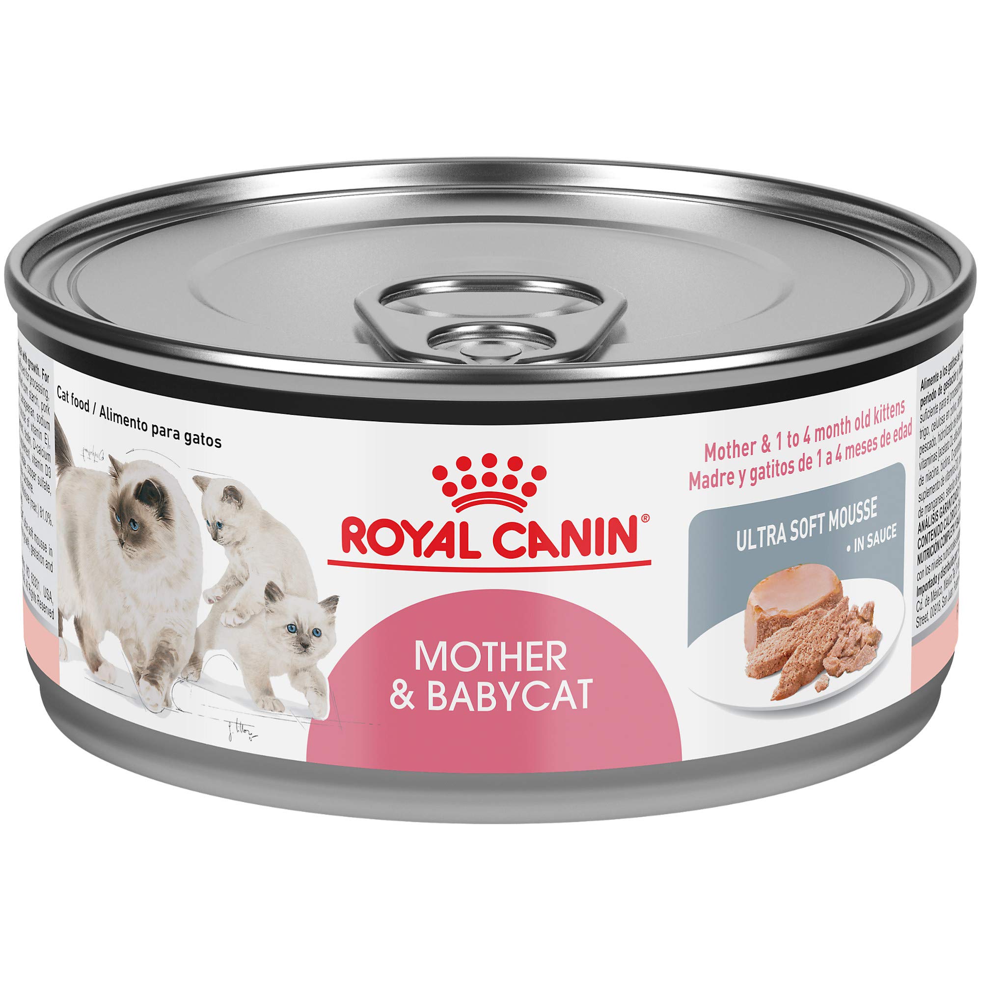 Book Cover Royal Canin Feline Health Nutrition Mother & Babycat Ultra Soft Mousse in Sauce Canned Cat Food, 5.8 oz can