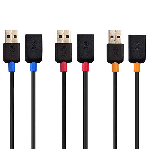 Book Cover Cable Matters 3-Pack Short USB to USB Extension Cable (Male to Female USB Extender Cable) - 3 ft