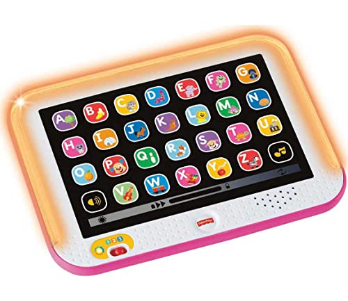 Book Cover Fisher-Price Laugh & Learn Baby Toy Smart Stages Tablet with Lights & Learning Songs for Infants & Toddlers, Pink