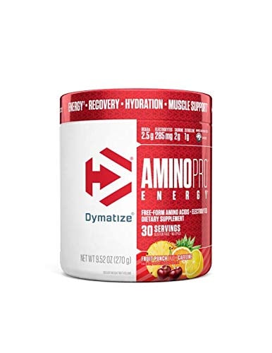 Book Cover Dymatize AminoPro Endurance Amplifier Powder, Reinforced with Electrolytes & Amino Acids, Fruit Punch, 9.52 Ounce
