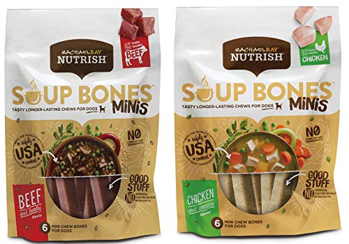 Book Cover Variety Rachael Ray Nutrish Soup Bones Minis Dog Treats For Smaller Dogs Real Beef & Barley and Real Chicken & Veggies - Each Pack 4.2 oz/ 6 Chew Treats (Minis) by Rachael Ray