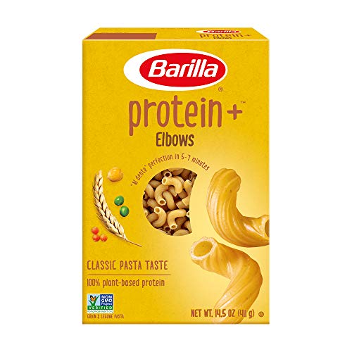 Book Cover BARILLA Protein+ (Plus) Elbows Pasta - Protein from Lentils, Chickpeas & Peas - Good Source of Plant-Based Protein - Protein Pasta - Non-GMO - Kosher Certified - 14.5 Ounce Box (8 boxes, 56 servings)