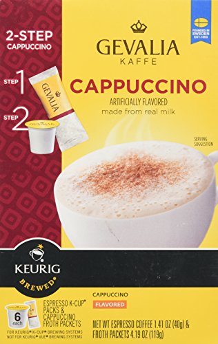 Book Cover Gevalia Kaffe 2-Step Cappuccino (6 Espresso Coffee Cups & Cappuccino Froth Packets)