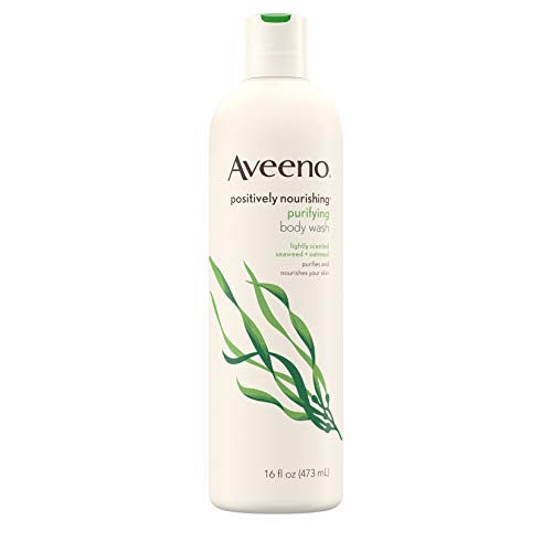 Book Cover Aveeno Positively Nourishing Purifying Body Wash with Seaweed & Soothing Oatmeal, Lightly Scented Daily Moisturizing Body Wash, 16 fl. oz