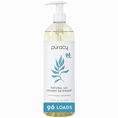 Book Cover Puracy Natural Liquid Laundry Detergent, Hypoallergenic, Enzyme-Based, Free & Clear, 24 Ounce (96 Loads)