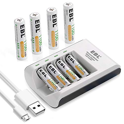 Book Cover EBL 1100 mAh AAA Rechargeable Batteries (8 Packs) with Smart C807 Battery Charger and Micro USB Charging Cable