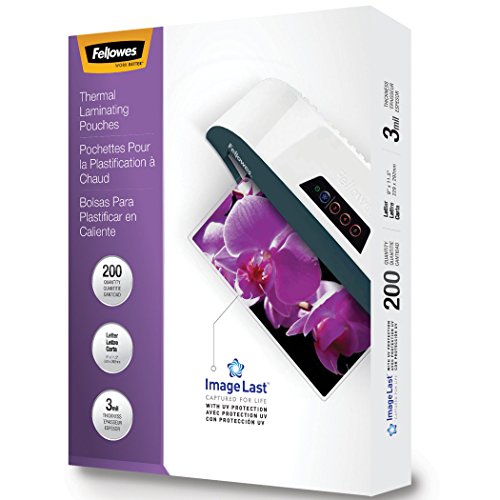 Book Cover Fellowes Thermal Laminating Pouches, ImageLast, Jam Free Letter Size, 3 Mil, 200 Pack (5244101)