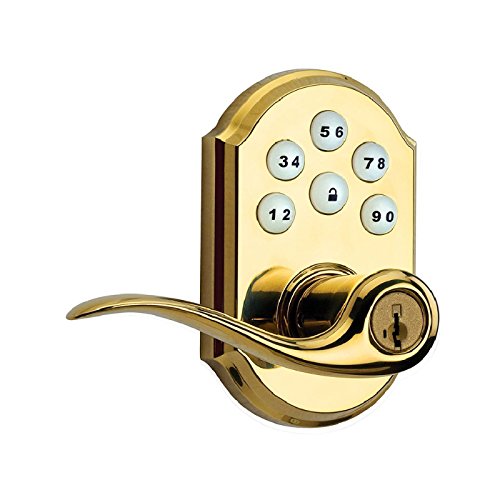 Book Cover Kwikset 99110-007 SmartCode Electronic Lock with Tustin Lever Featuring SmartKey, Lifetime Polished Brass