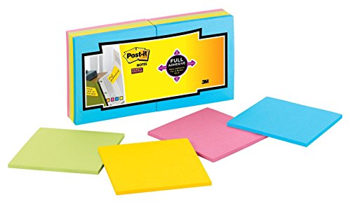 Book Cover Post-it Super Sticky Full Adhesive Notes, 2x Sticking Power, 3 in x 3 in, Rio de Janeiro Collection, 16 Pads/Pack (F330-16SSAU)