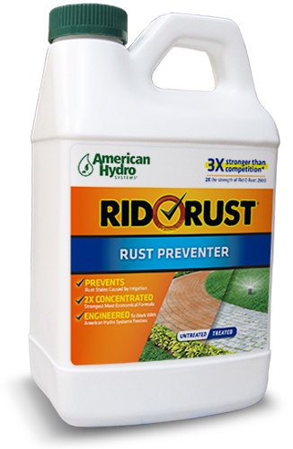 Book Cover American Hydro Systems Rid O RR1 Concentrate-Prevents Irrigation Rust Stains â€“ Neutralizes Well Water Iron-Use in American Hydro Feeder Systems, 1/2 Gallon, White