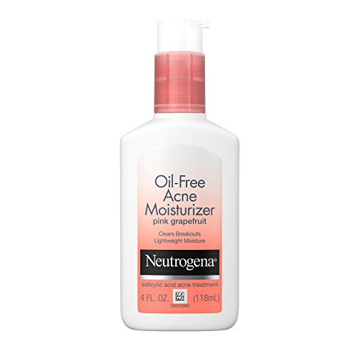 Book Cover Neutrogena Oil Free Acne Facial Moisturizer with.5% Salicylic Acid Acne Treatment, Pink Grapefruit Acne Fighting Face Lotion for Breakouts, Non-Greasy & Non-Comedogenic, 4 fl. oz