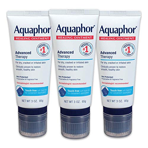 Book Cover Aquaphor Healing Ointment With Touch-Free Applicator - Pack of 3, For Dry Chapped Skin, Use After Hand Washing for Dry Hands - 3 oz.