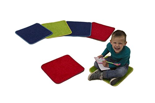 Book Cover Learning Carpets Solid Color Square Carpet, Three Colors, 16 x 16-Inch (2 Red, 2 Blue, 2 Green)