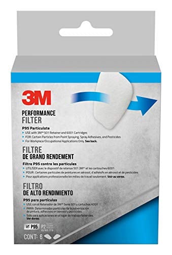 Book Cover 3M Performance Filter, P95 Particulate, NIOSH-APPROVED, Replacement Filters Easy To Install, 6 Pack