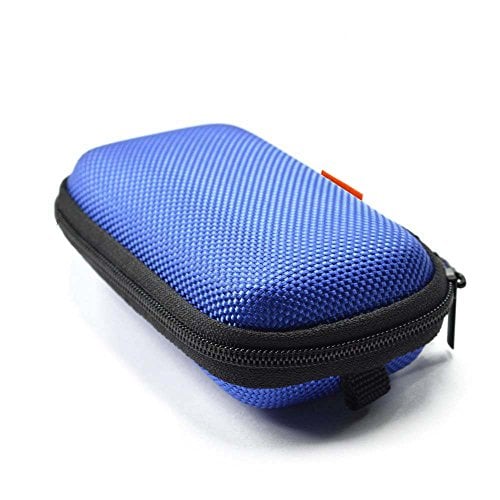 Book Cover Rectangle Shaped Portable Protection Hard EVA Case,Mesh Inner Pocket,Zipper Enclosure Durable Exterior,Lightweight Universal Carrying Bag Wired/ Bluetooth Headset Charger Change Purse (S, Blue)