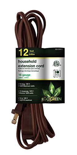 Book Cover GoGreen Power GG-24812 16/2 12' Household Extension Cord - Brown