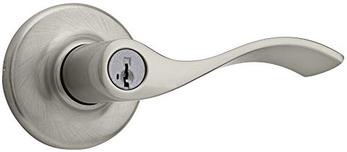 Book Cover Satin Nickel Entry Lever Featuring SmartKey