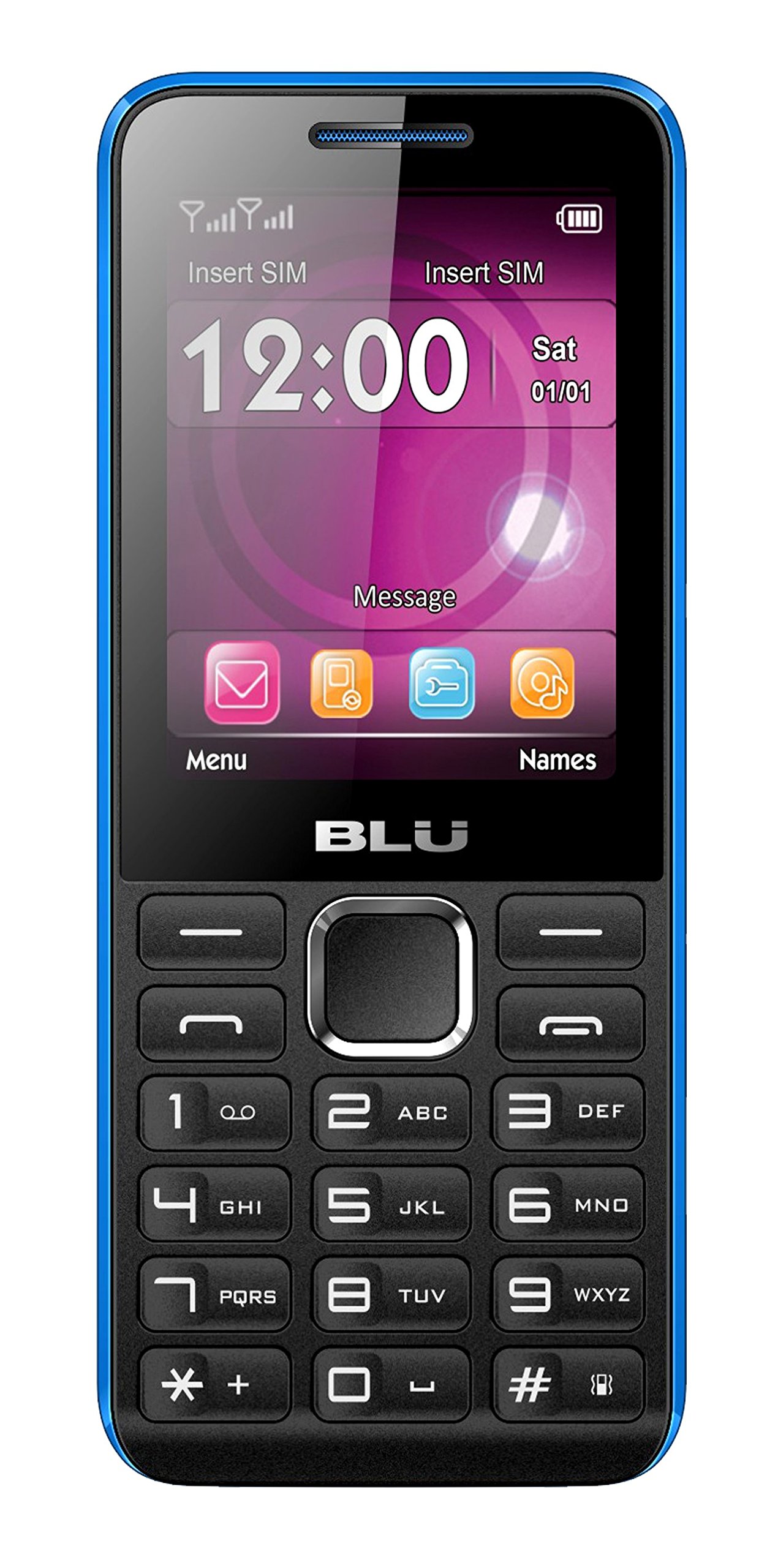 Book Cover BLU Tank II T193 Unlocked GSM Dual-SIM Cell Phone w/ Camera and 1900 mAh Big Battery - Unlocked Cell Phones - Retail Packaging - Black Blue Black / Blue