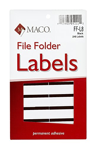 Book Cover MACO Black File Folder Labels, 9/16 x 3-7/16 Inches, 248 Per Box (FF-L8)