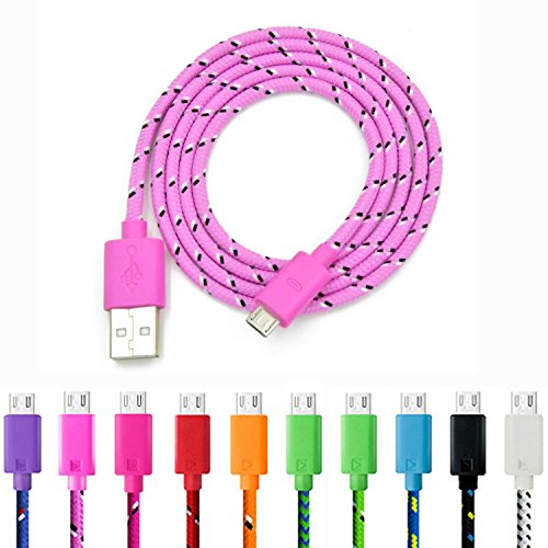 Book Cover Micro USB Charger, Eversame 10-Pack Colorful 3Ft 1M Nylon Braided USB 2.0 A Male to Micro B Data Sync and Charging Cable Cord for Android Phones, Samsung Galaxy S6 Edge Plus/Note 5, HTC, LG and More