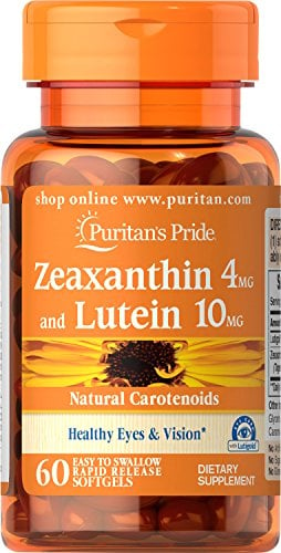 Book Cover Puritans Pride Zeaxanthin 4mg with Lutein 10mg Softgels, 60 Count