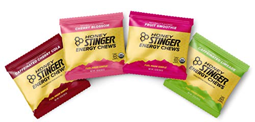 Book Cover Honey Stinger Organic Energy Chews - Variety Pack - 4 Count - 1 of Each Flavor - Chewy Gummy Energy Source for Any Activity - Cherry Blossom, Lime-Aid, Cherry Cola & Fruit Smoothie