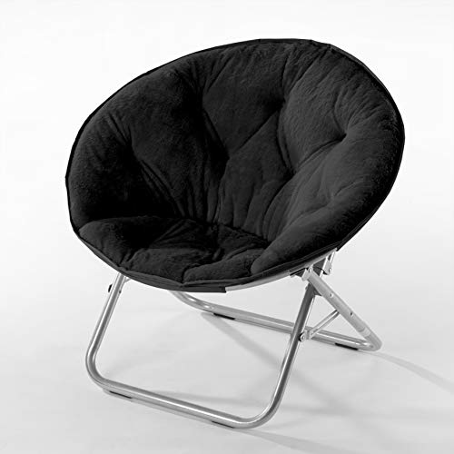 Book Cover Urban Shop Faux Fur Saucer Chair with Metal Frame, One Size, Black