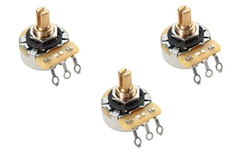 Book Cover Lot of 3 (3X) CTS 450G Series 250K Vintage-style Short Split Shaft Audio Taper Potentiometers for Stratocaster