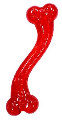 Book Cover SPOT by Ethical Products Play Strong S-Shaped Bone Dog Toy | Interactive Durable Rubber Dog Toy for Aggressive Chewers | Hollow Center Ideal for Treats | 12”, Red