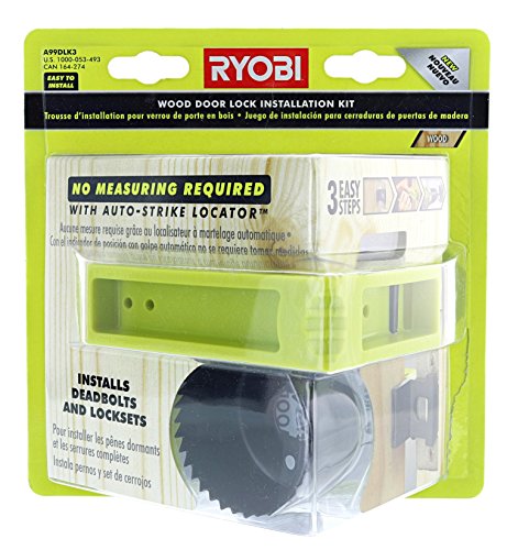 Book Cover Ryobi A99DLK3 3-Step Wood Door Lock Installation Kit with Auto-Strike Locator for Deadbolts and Locksets