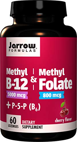 Book Cover Jarrow Formulas Methyl B-12 & Methylfolate + P5P (B6) Lozenges, Cherry, 60 Count