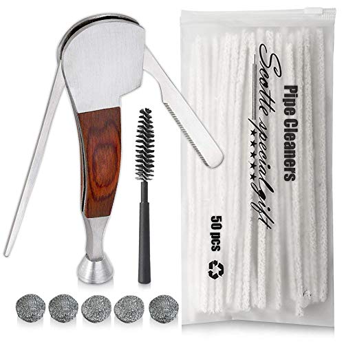 Book Cover Scotte 3 in 1 Stainless Steel and Rosewood Tobacco/Smoking Pipe Scraper Nozzle Cleaner Tamper Tool Set