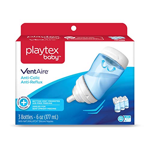Book Cover Playtex Baby Ventaire Anti Colic Baby Bottle, BPA Free, Blue, 6 Ounce - 3 Pack