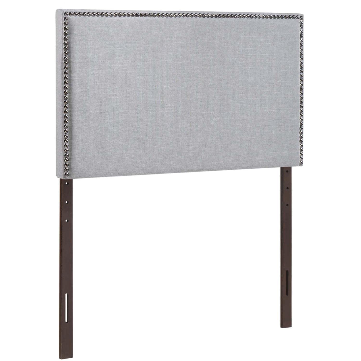 Book Cover Modway Region Linen Fabric Upholstered Twin Headboard in Gray with Nailhead Trim Gray Twin