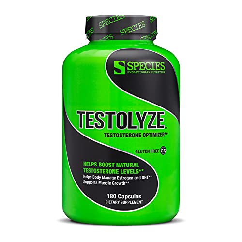 Book Cover Species Nutrition Testolyze Natural Testosterone Booster, Made with 1250mg Tribulus, DIM, Indole 3 Carbinol, Saw Palmetto, T Booster, Supplement for Bodybuilding, Increased Libido 180 Caps