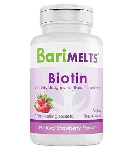 Book Cover BariMelts Biotin, Dissolvable Bariatric Vitamins, Natural Strawberry Flavor, 90 Fast Melting Tablets