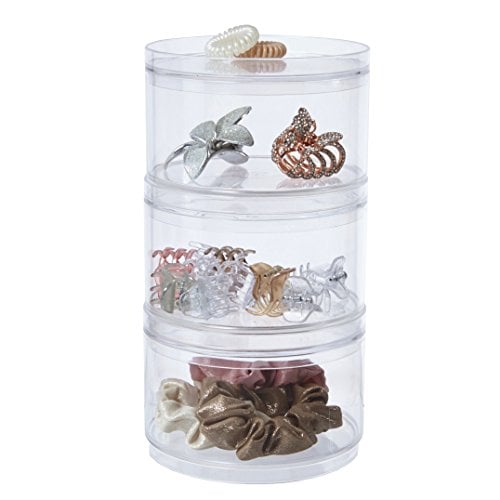 Book Cover STORi Stackable Clear Plastic Hair Accessory Containers with Lids | Set of 3