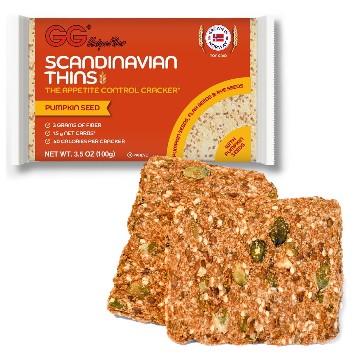 Book Cover Gg Scandinavian Thins With Pumpkin Seeds - 5 count 3.5 Ounce (Pack of 1)